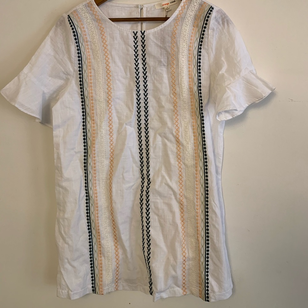 Roolee orange creek embroidered bell sleeve top